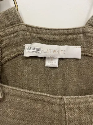 Flat White Olive Green linen blend Cargo Overalls size S thumbnail 2
