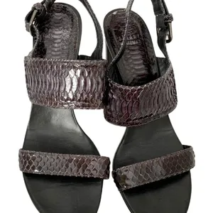 Stuart Weitzman Sz 8.5 Dark Gray‎ Snakeskin Leather Slingback Heels Python Pumps thumbnail 11