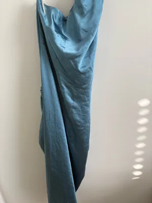 FLAW Elliatt Blue Cassini One Shoulder Ruched Sleeveless Midi Dress Large thumbnail 12