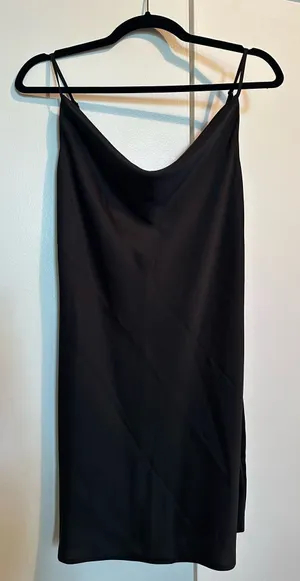 Urban Outfitters Mallory Black Satin Cowl Slip Mini Dress thumbnail 1
