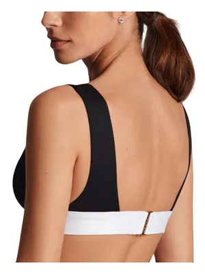 Lauren Ralph Lauren Womens Banded Modern V-Neck Bikini Swim Top Black / White 12 thumbnail 7