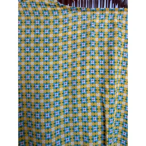 Max Studio Yellow Geometric Floral V-Neck Ruffle Peplum Blouse Size XS NEW thumbnail 7