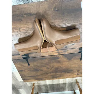 Oasis Society Ankle Boots Women Size 8‎ Brown Faux Leather Block Heel Minimalist thumbnail 7
