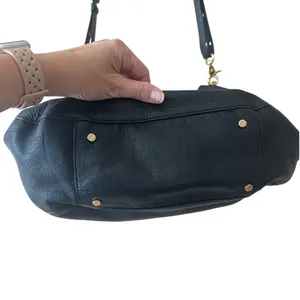Tory Burch Amanda Slouchy Hobo Black Pebbled Leather‎ Gold Logo thumbnail 9
