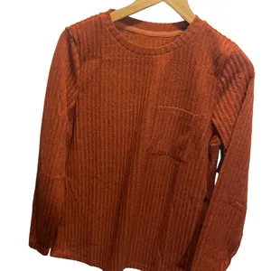 Ribbed Long Sleeve Rust‎ Sweater With Pocket XL Casual NWOT thumbnail 3