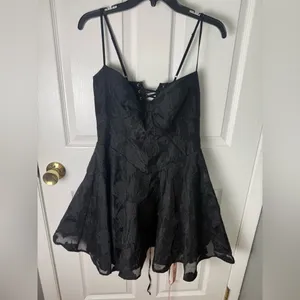 House of CB Serenita Black Floral Lace Back Mini Dress XL thumbnail 2