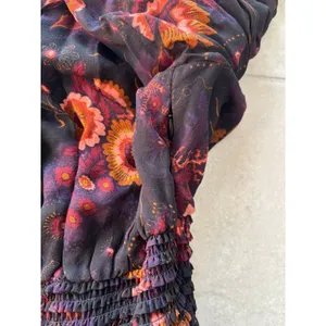 Ulla Johnson Adara Dress Womens 2 Black‎ Orange Mini Floral Silk Smocked Party thumbnail 6