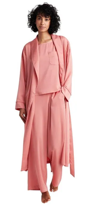 NWT State Of Day State of Day Womens Belted Shawl-Collar Robe Sea Coral Pink M thumbnail 1