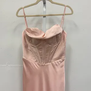 House of CB Charmaine Corset Blush‎ Pink Maxi Sleeveless Dress Large Back Slit thumbnail 5