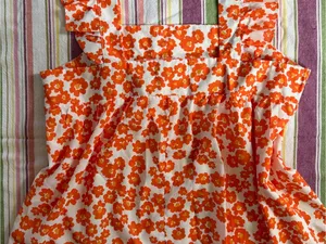 Womens Orange Floral Ruffle Strap Short Sleeve Top large thumbnail 3