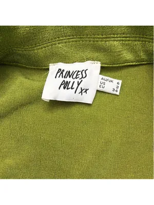 ⁠Princess Polly Olive Chartreuse Slinky Wrap Shirt Dress Collar Long Sleeve US 2 thumbnail 6
