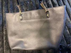 Michael Kors Black Tote with Gold Logo Charm thumbnail 3