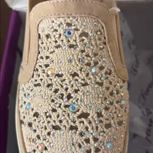 Forever 21 Women's tan nubuck Embellished slip ons 7 thumbnail 2