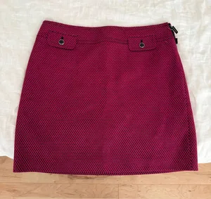 LOFT Raspberry Textured Mini Skirt with Flap Pockets thumbnail 1