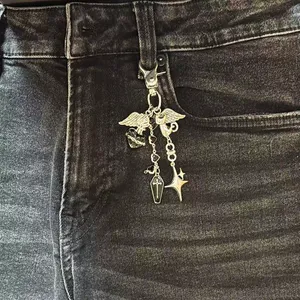 Angel Wings Cross Star Keychain Charm for Men Women Car Keychain Key Ring Bag Charm Couple Gifts thumbnail 5