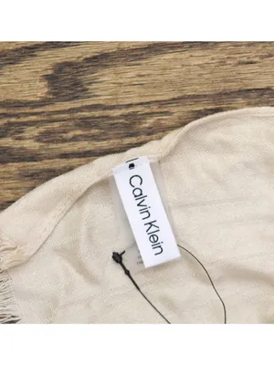 Calvin Klein Womens Lightweight Pashmina Fringe Scarf Heathered Almond Brown thumbnail 2