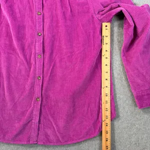 LOFT Magenta Corduroy Button Down Top Womens Medium Peter Pan Collar Puff Shoule thumbnail 5
