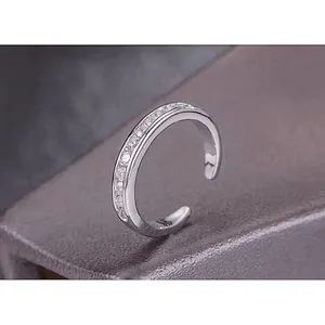 NEW White Gold Filled Adjustable Toe Pinky Midi Finger Simulated‎ Diamond Ring thumbnail 2