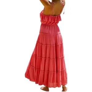 NWT Anthropologie Tiered Ruffle Maxi Dress Pink Size Small Boho Flowy Resortwear thumbnail 2