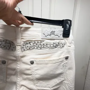 NWT Miss Me Low-Rise Cargo Wide Leg Jeans - Off White Angel Wings ✨ Size 27x30 thumbnail 15