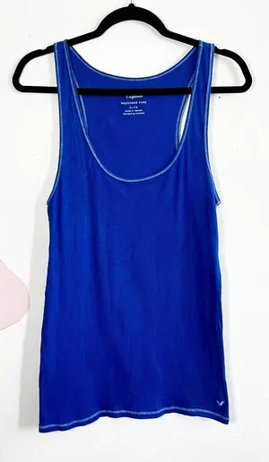 Abercrombie & Fitch Tank Top Womens‎ XL Blue Ribbed Y2K Long Fitted thumbnail 1