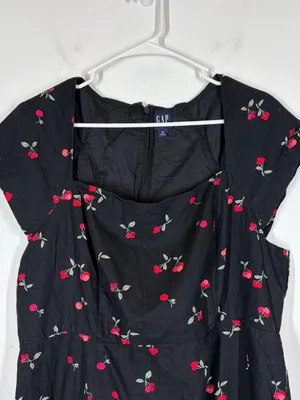 Gap Linen Blend Cherry Mini Dress Size XL thumbnail 4