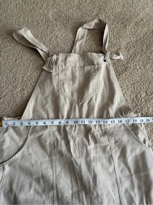Anthropologie cream Wideleg carpenter summer overalls jumpsuit size xl NWT thumbnail 11