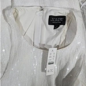 J. Crew Collection White Sequin Fringe Maxi‎ Dress Formal Evening Gown Size 2 thumbnail 9