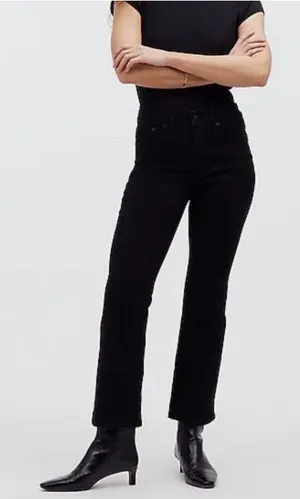 Madewell Mid Rise Kick Out‎ Jeans Black Size 32 Cropped Straight hem thumbnail 1