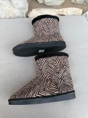 Vera Bradley Zebra Print Cozy Booties size small 5/6 NWOT thumbnail 6