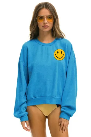 Blue Smiley Face Aviator Nation Sweatshirt thumbnail 1