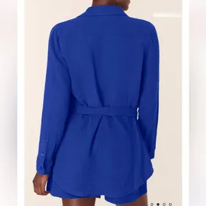 Andie The Corvo Button Up Top Cover Up‎ Blue Mazarine size M NWT thumbnail 2