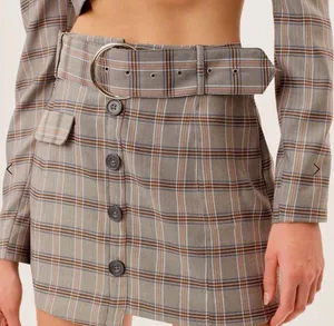 For Love And Lemons Gray Plaid Mini Skirt thumbnail 1
