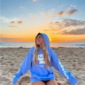 Beach Club HAPPY HOODIE LIGHT BLUE Size Large Do What Makes You Happy thumbnail 2
