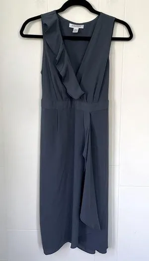 Motherhood Maternity Blue Sleeveless Faux Wrap Dress ~ Ruffle Detail ~ Size S thumbnail 1