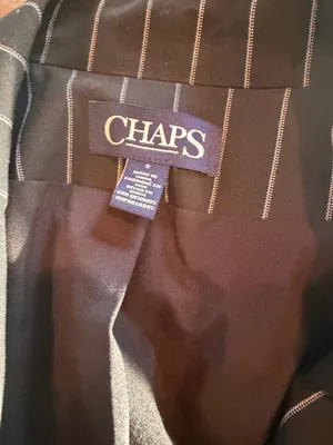 Chaps Black Pinstripe Tailored Blazer Women’s Size 8 Single Button Career Office Jacket thumbnail 3