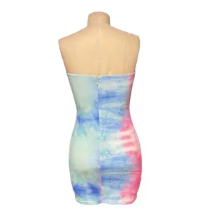 Superdown Morgan‎ Strapless Mini Dress Blue Pink Tie Dye Size XS thumbnail 11