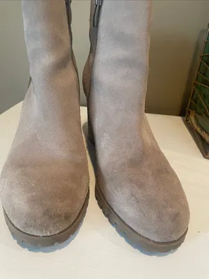 Franco Sarto Taupe Suede Ankle Booties with Stacked Heel thumbnail 5