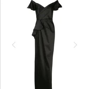 Marchesa Notte Off Shoulder Satin Draped Dress Black Size 0 thumbnail 6