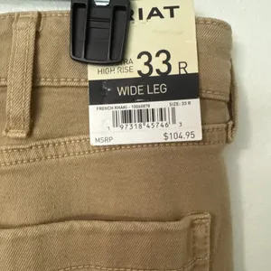 Ariat Wide Leg Jeans 33R Ultra High Rise Countryside French Khaki Stretch NWT thumbnail 8