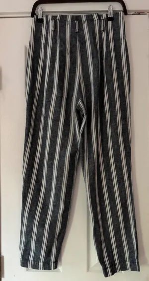 Abercrombie & Fitch Striped‎ Linen Blend High Rise Pleated Tapered Pants Small thumbnail 1