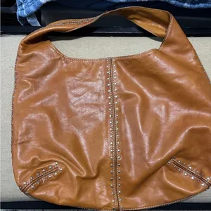 Michael Kors hobo studded leather brown bag thumbnail 1