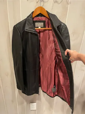 Croft & Barrow Cute cool classic 90s zip front lined buttery black leather jacket pockets thumbnail 6