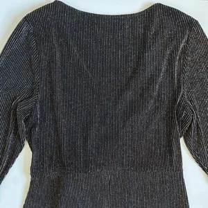 ROW-A‎ Metallic Pinstripe Faux Wrap Mini Dress Black Gold XXL Party Cocktail thumbnail 9
