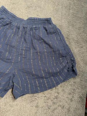 Aerie Women’s Blue Stripe Casual Elastic-Waist Shorts small thumbnail 5