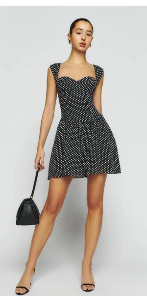 Reformation Black & White Polka Dot Dress thumbnail 4
