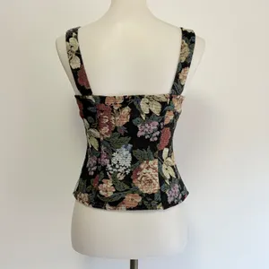VICI Floral Tapestry Corset Top Size Small Multicolor Black Woven Zip Front thumbnail 5