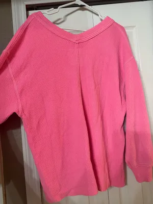 Aerie Textured Wonder V-Neck Sweatshirt thumbnail 3