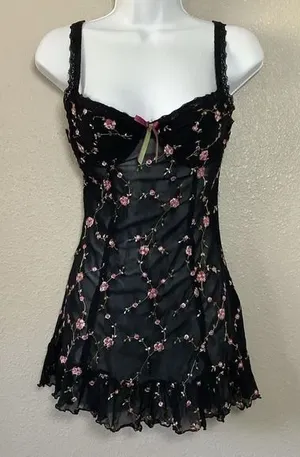 Vintage Y2K Slip Dress M Floral Dainty Feminine Coquette Dollette Romantic Fairy thumbnail 1