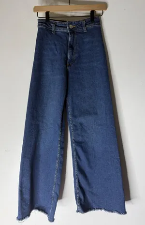 Zara wide leg blue sailor jeans raw hem size‎ 2 thumbnail 1
